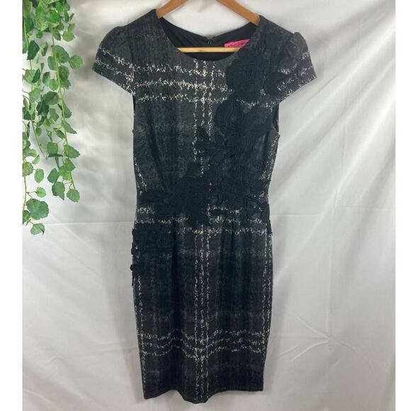 Betsey Johnson Lace Plaid Short Sleeve Sheath Dress 4 - Picture 7 of 7